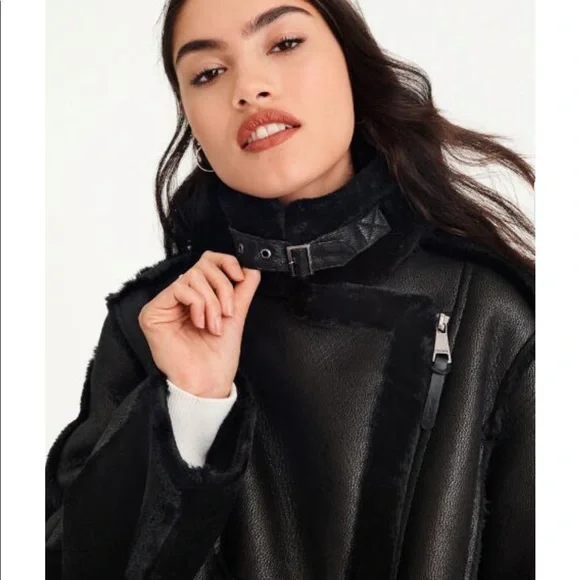 Black faux shearling jacket - Picture 2 of 4